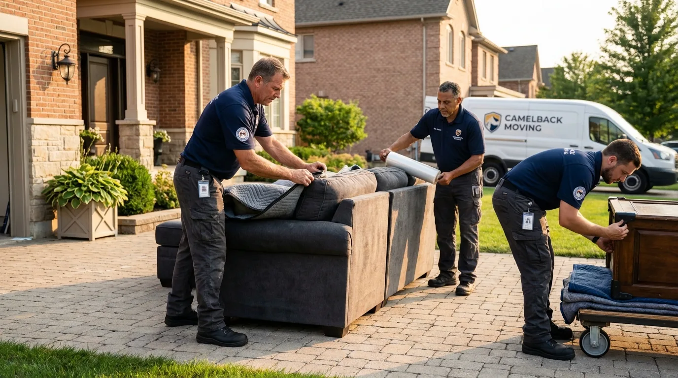 Large estate moving crew wrapping furniture in Crowley, LA